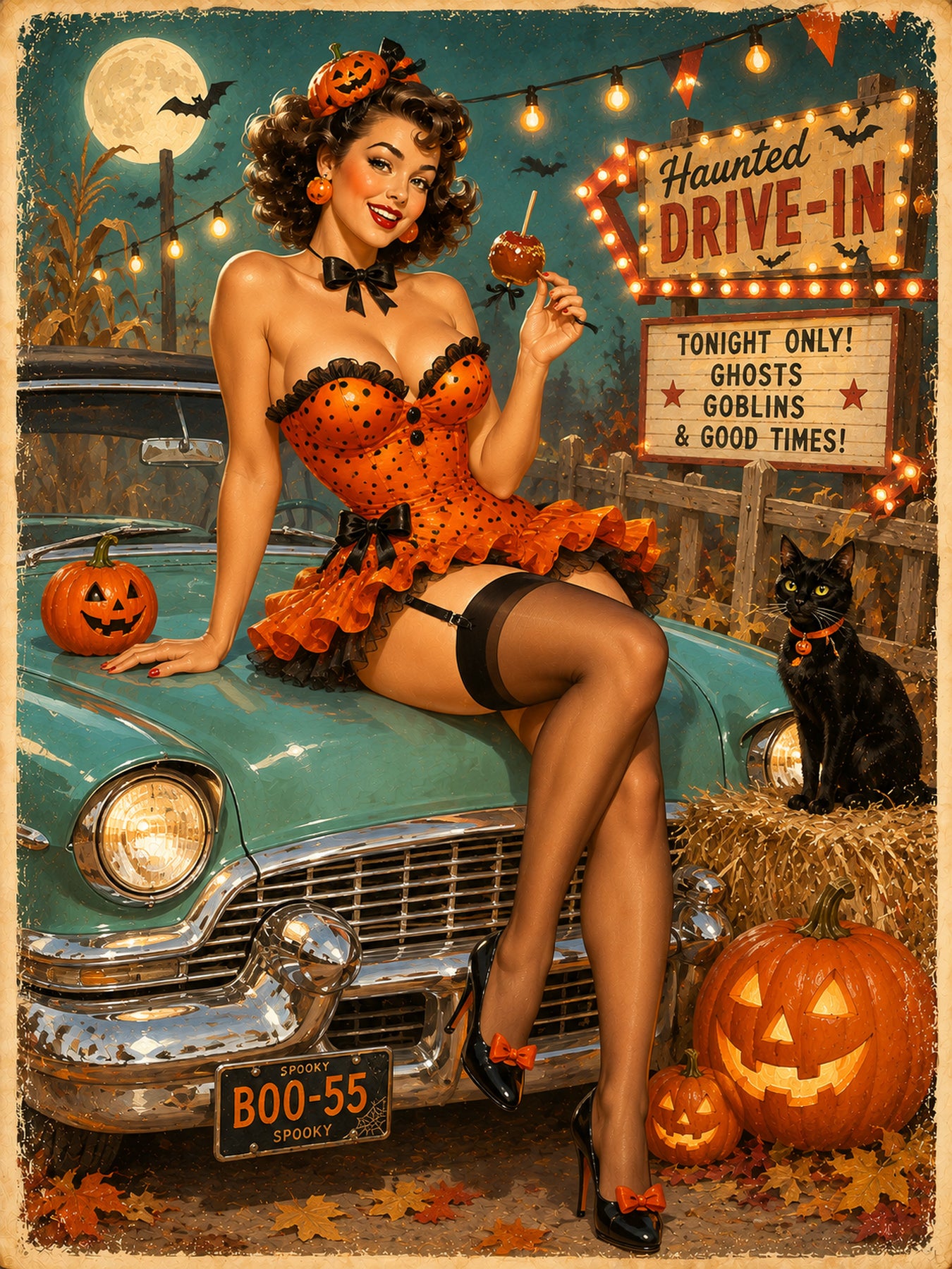 Custom Halloween Drive-In Starlet Pinup Portrait