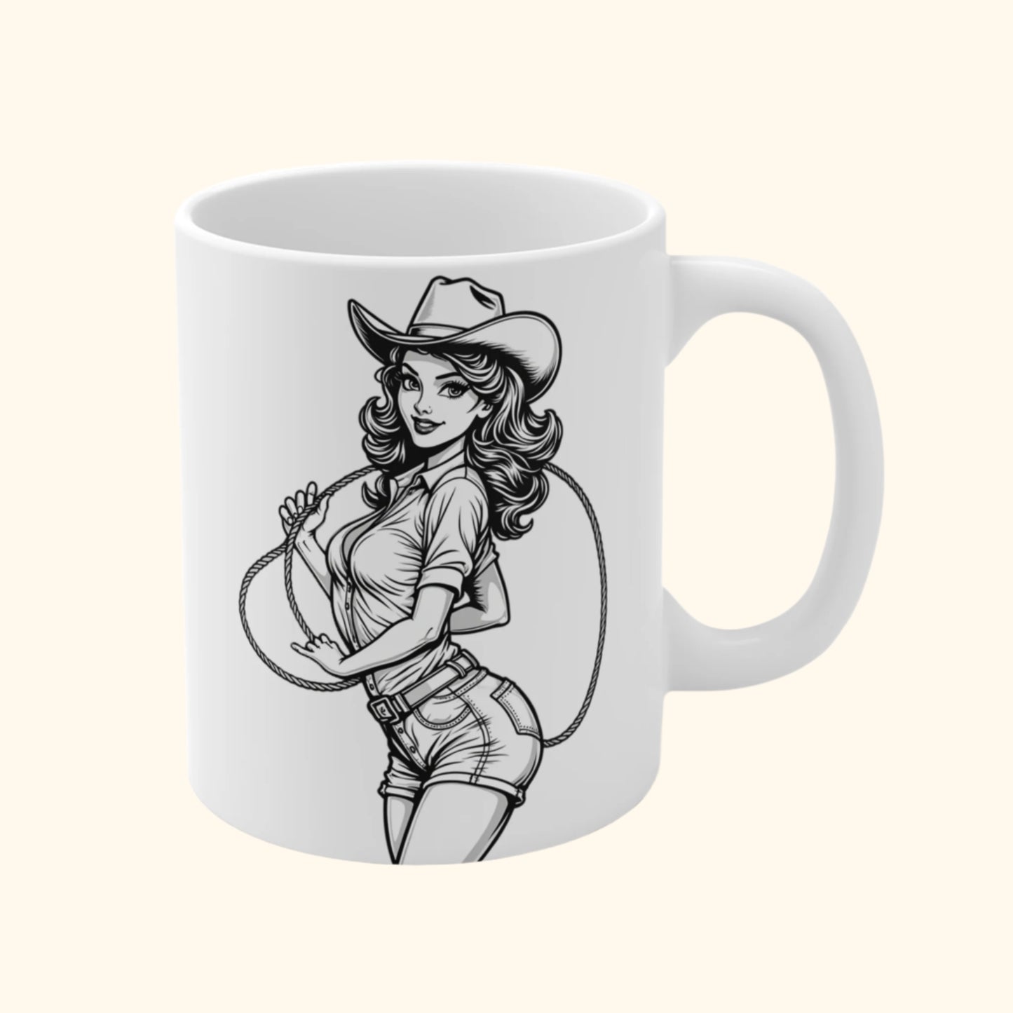Pinup Art Western Cowgirl Mug - Pinup Portrait