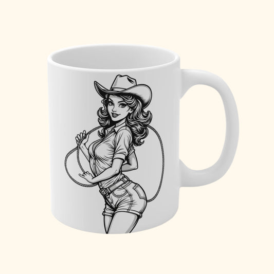 Pinup Art Western Cowgirl Mug