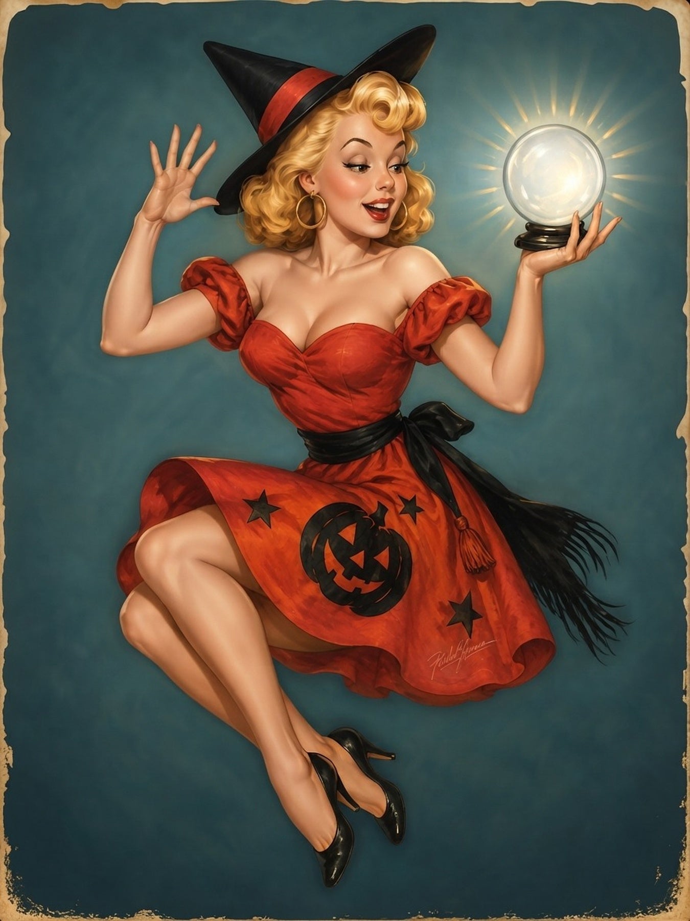 Halloween Crystal Ball Charmer Pinup Portrait