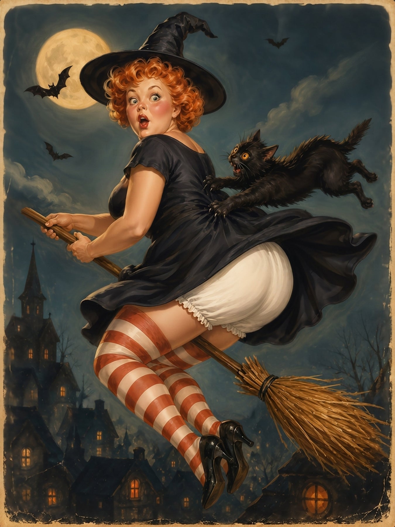 Custom Halloween Whimsical Witch Pinup Portrait