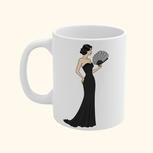 Pinup Art Elegant Fan Lady Mug