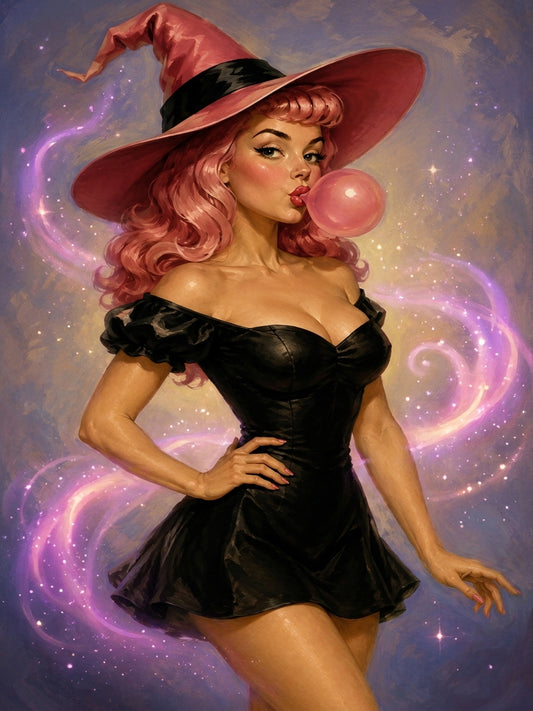 Custom Halloween Bubblegum Witch Pinup Portrait