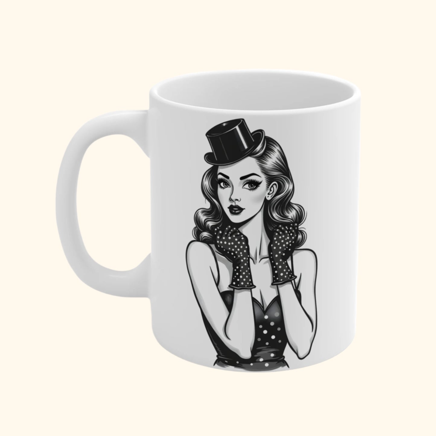 Pinup Art Polka Dot Charm Mug - Pinup Portrait