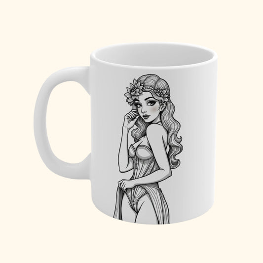 Pinup Art Floral Beauty Mug