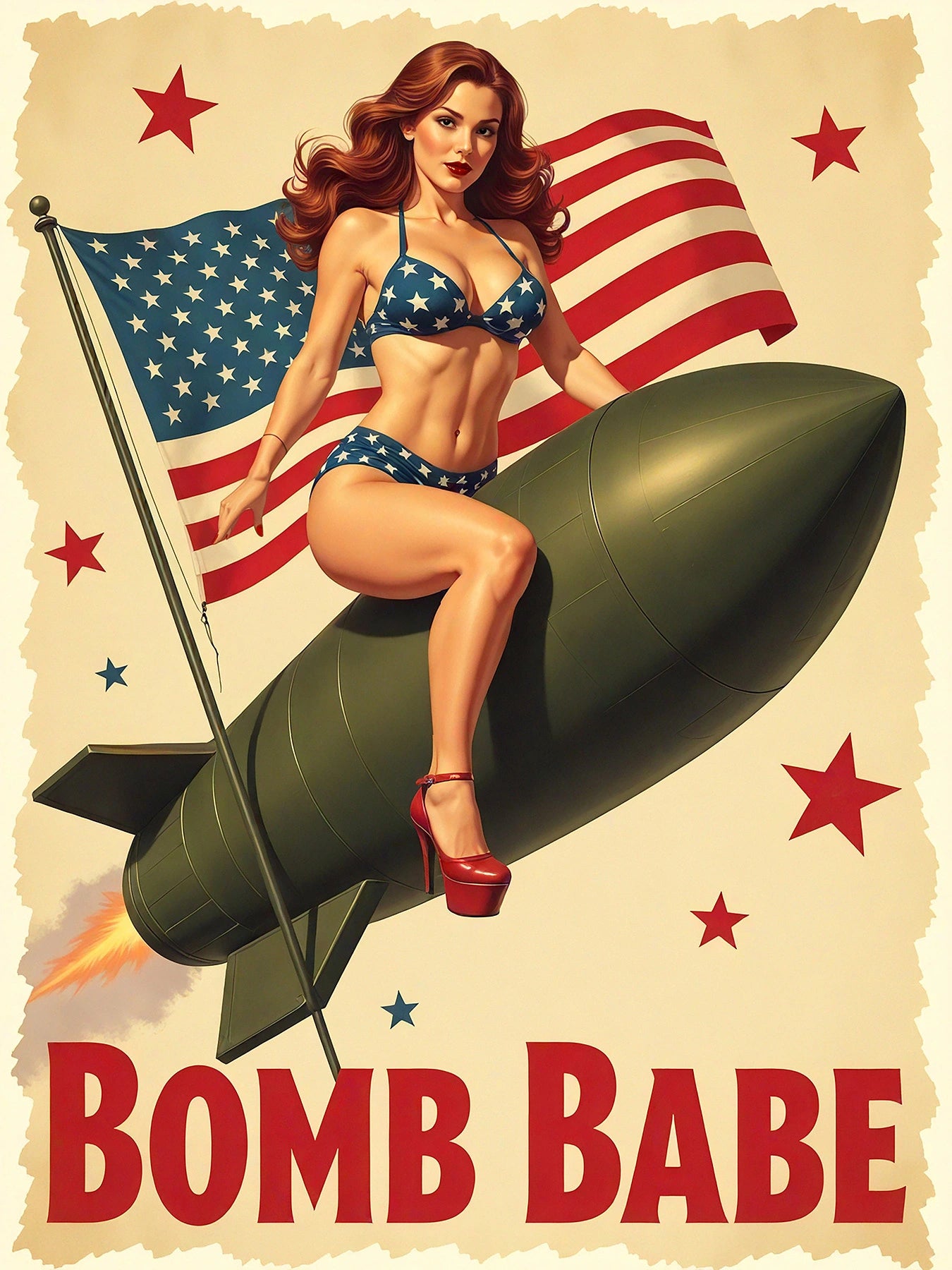 American Bombshell Pinup Portrait American Bombshell