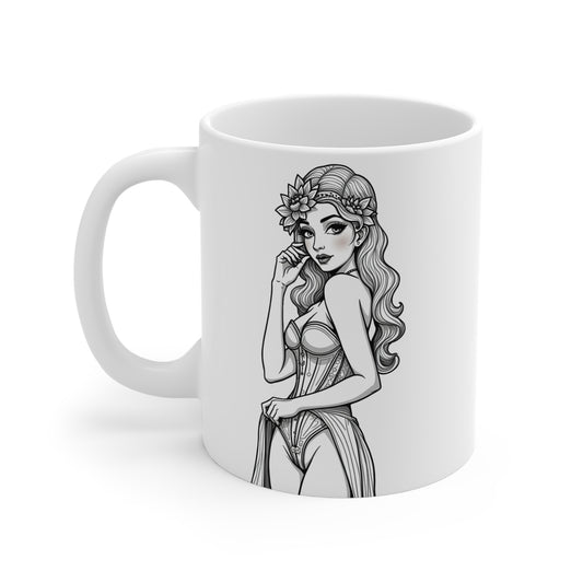 Pinup Art Floral Beauty Mug