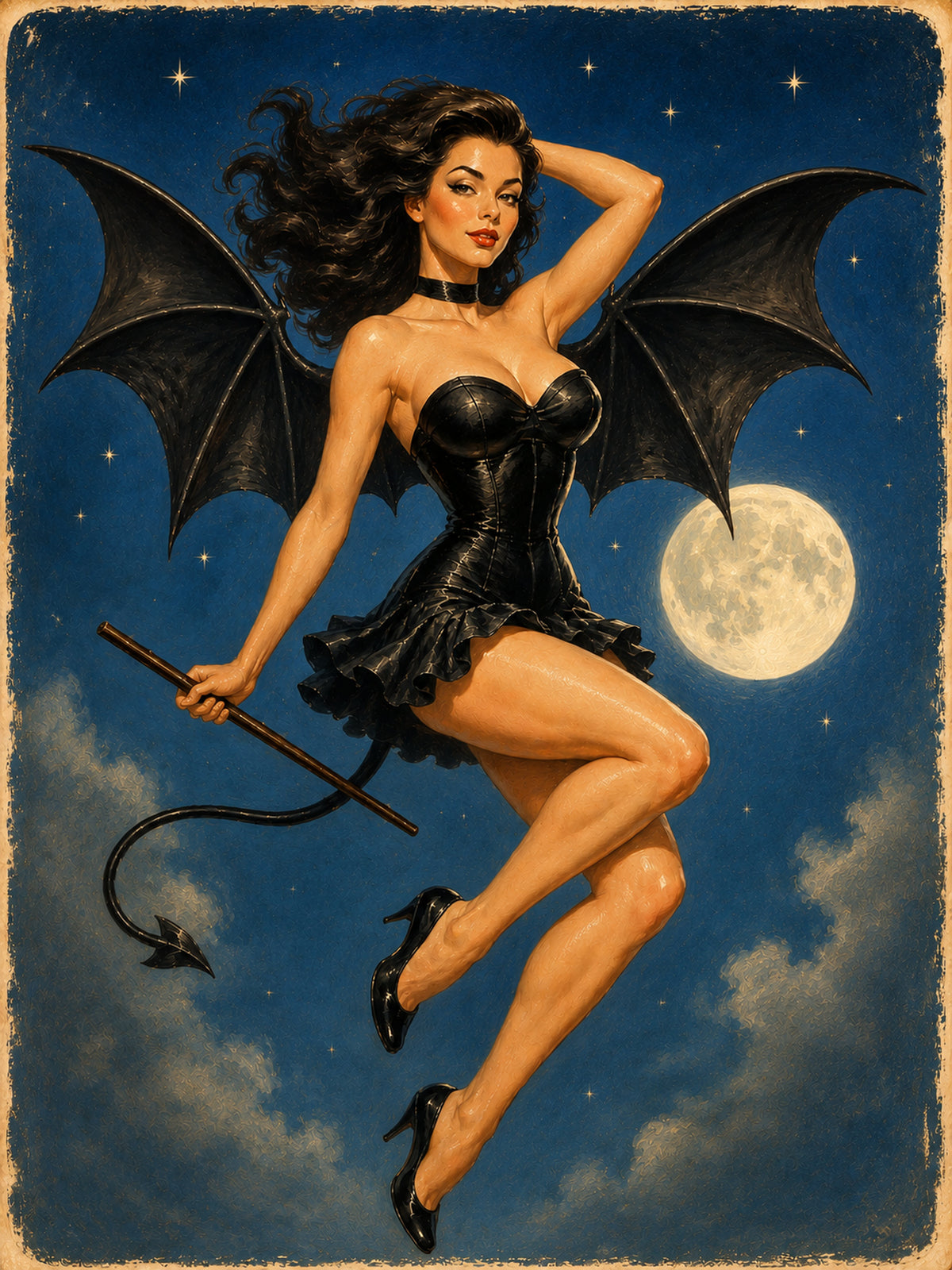 Custom Halloween Batwing Siren Pinup Portrait