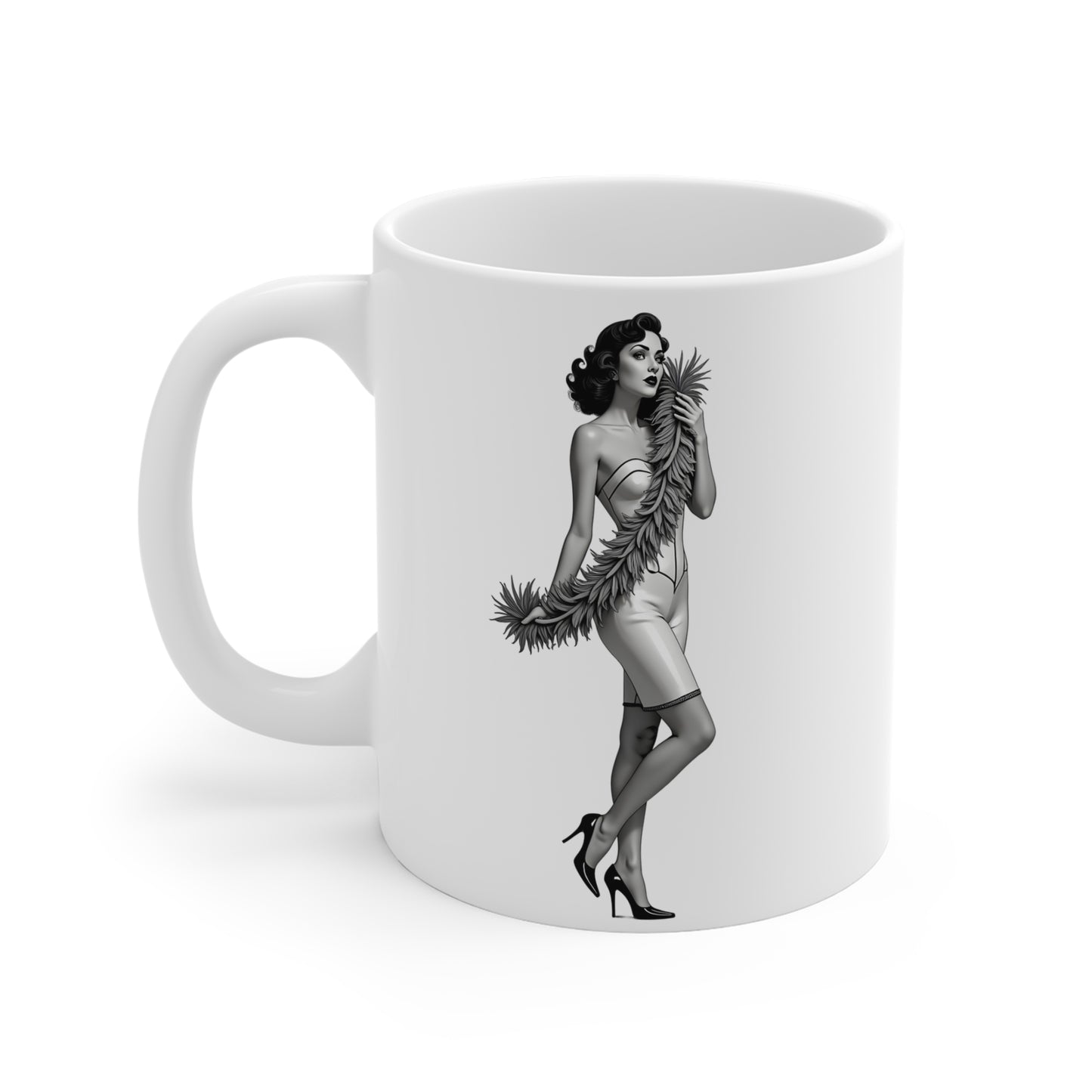 Pinup Art Vintage Feather Diva Mug