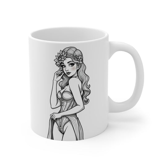 Pinup Art Floral Beauty Mug