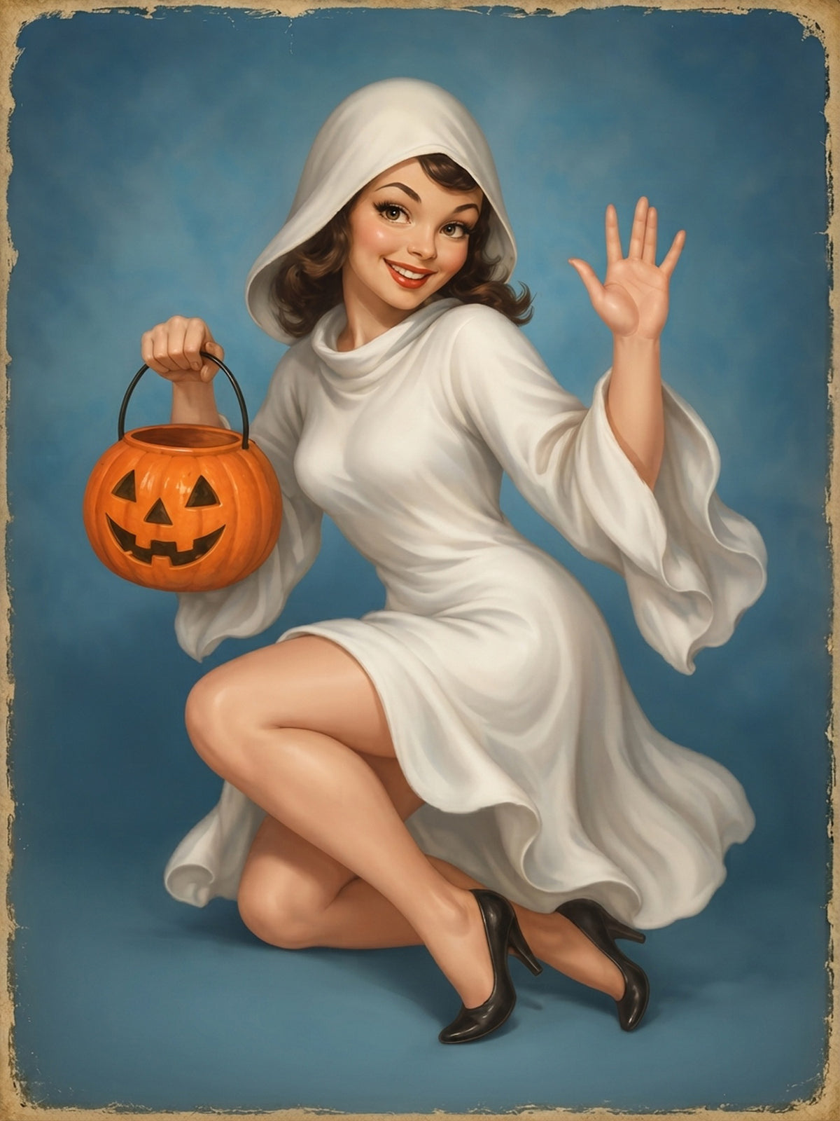 Custom Halloween Boo Belle Pinup Portrait
