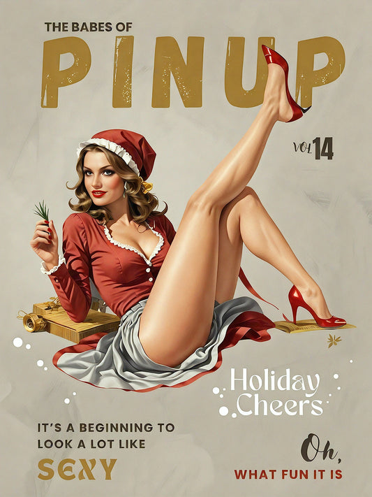 Vintage Pin Up Christmas Holiday Cheers