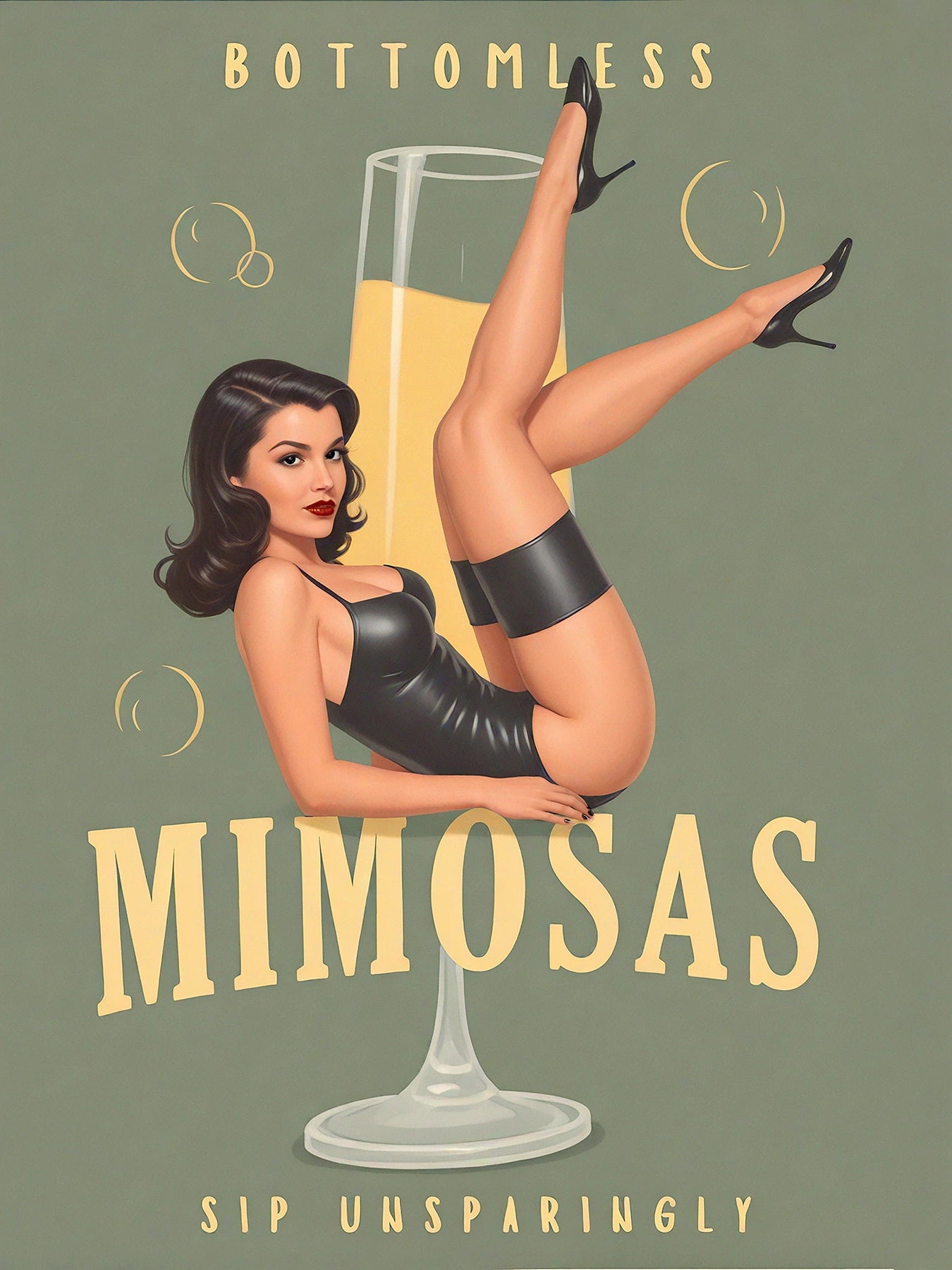 Bottomless Mimosa Pinup Portrait Bottomless Mimosa