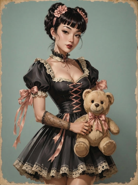 Custom Halloween Teddy Belle Pinup Portrait