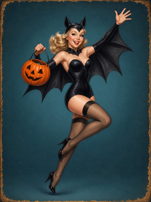 Custom Halloween Bat Belle Pinup Portrait
