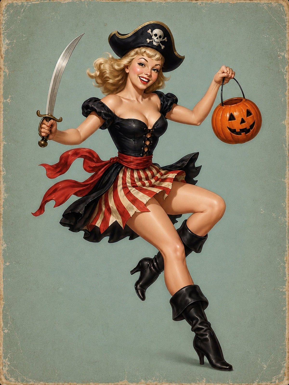 Custom Halloween Buccaneer Beauty Pinup Portrait