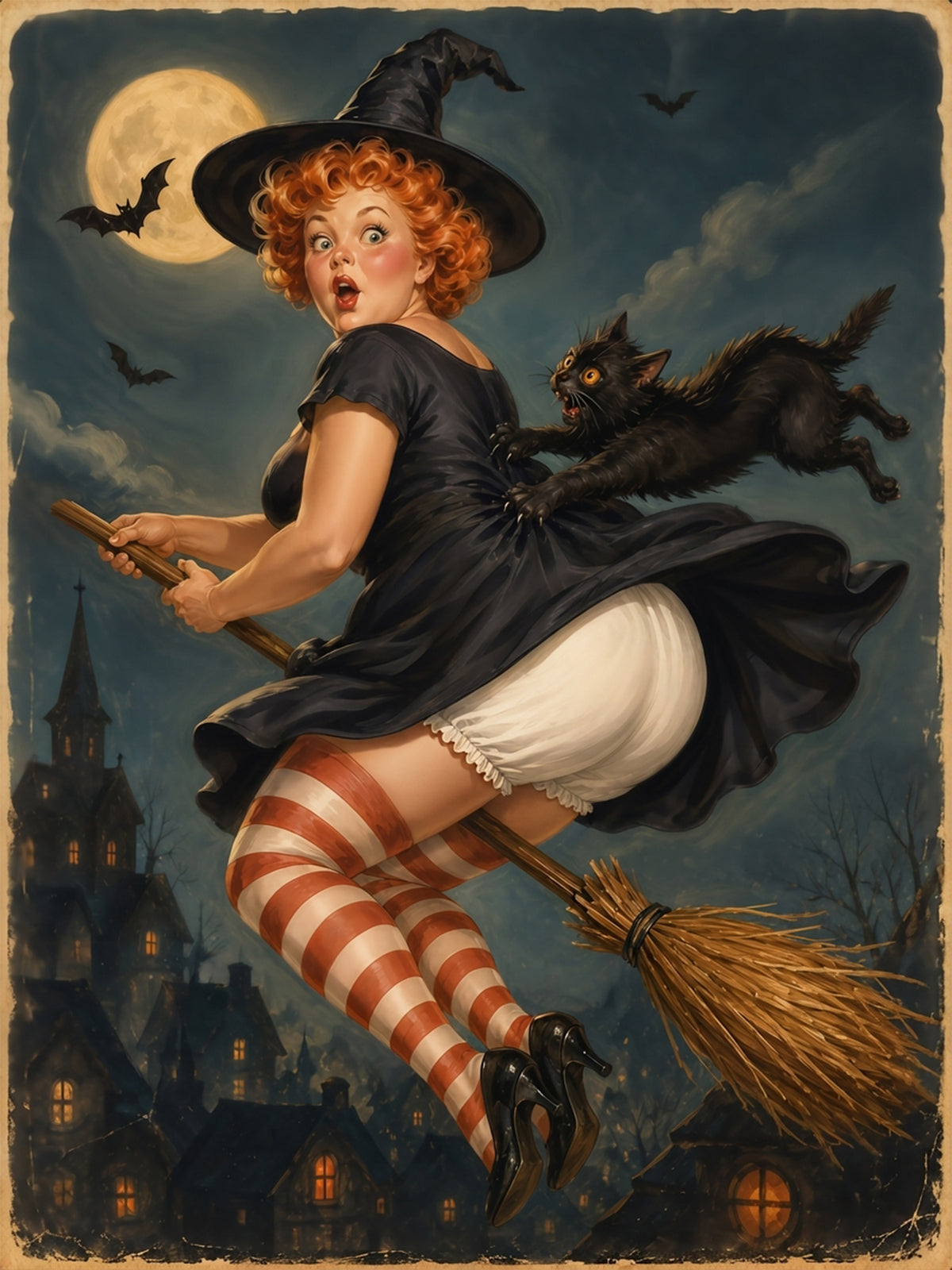 Custom Halloween Whimsical Witch Pinup Portrait