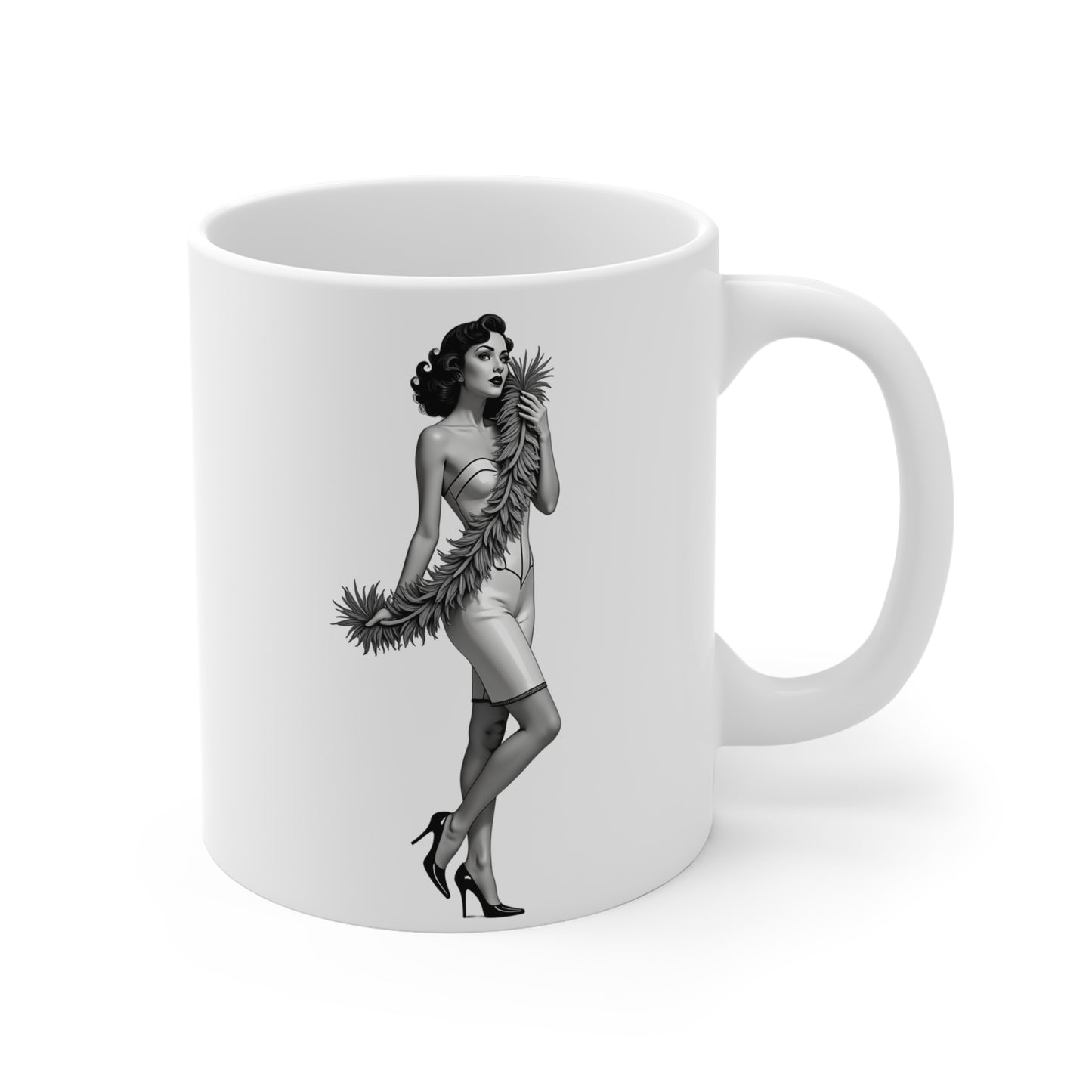 Pinup Art Vintage Feather Diva Mug