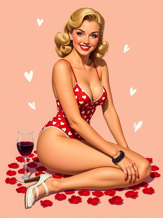 Wine and Hearts Pinup Portrait